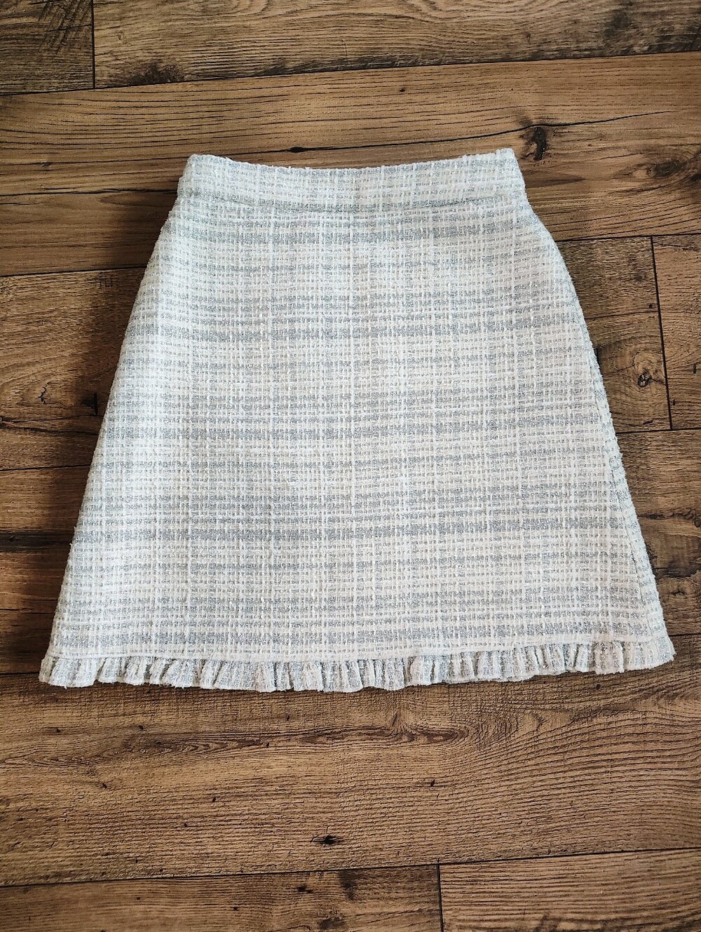 Classic Cream Tweed A-Line Skirt